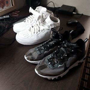Air force 1s and Nike react elements 87